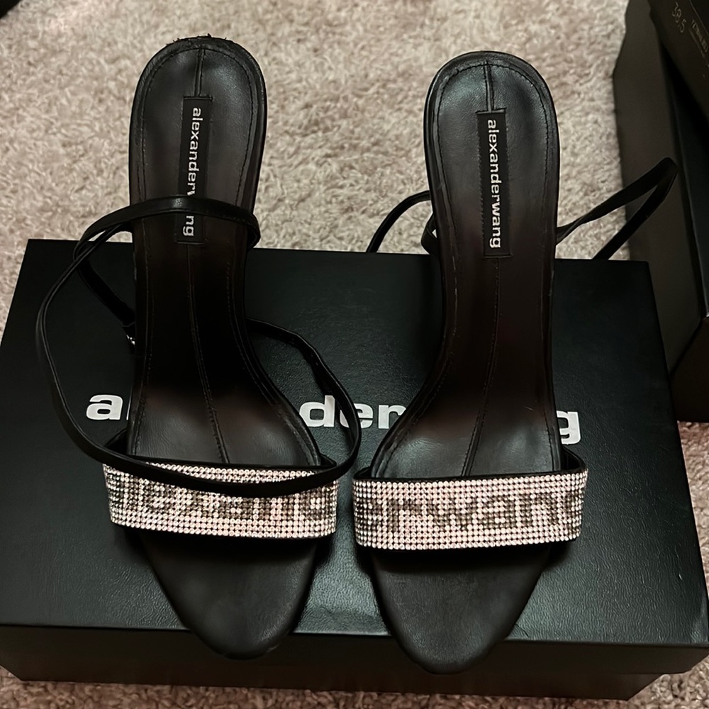 Alexander wang jane crystal logo, size 39, color 001/black/clear